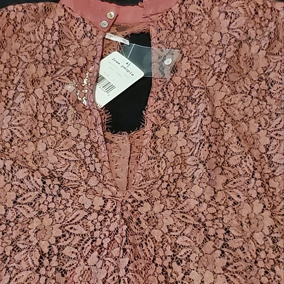 NWT✨️OFFER⚡️Free People Tell Tale Dusty Mauve Lace Tunic Dress, Small - Picture 7 of 9